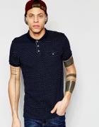 D-struct Jacquard Knit Polo Shirt - Navy