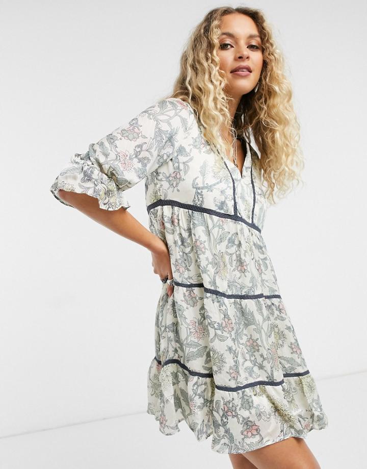Vero Moda Tiered Smock Dress In Floral-multi