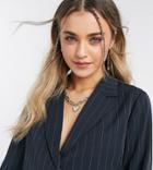 Collusion Cropped Pinstripe Blazer-navy