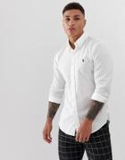 Polo Ralph Lauren Player Logo Button Down Garment Dye Chino Shirt Slim Fit In White