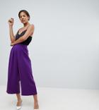 Asos Design Tall Tailored Large Pleat Culottes - Purple