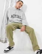 Asos Actual Long Sleeve Polo T-shirt With Logo Print In Gray-grey