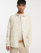 Asos Design Denim Worker Jacket In Ecru-white