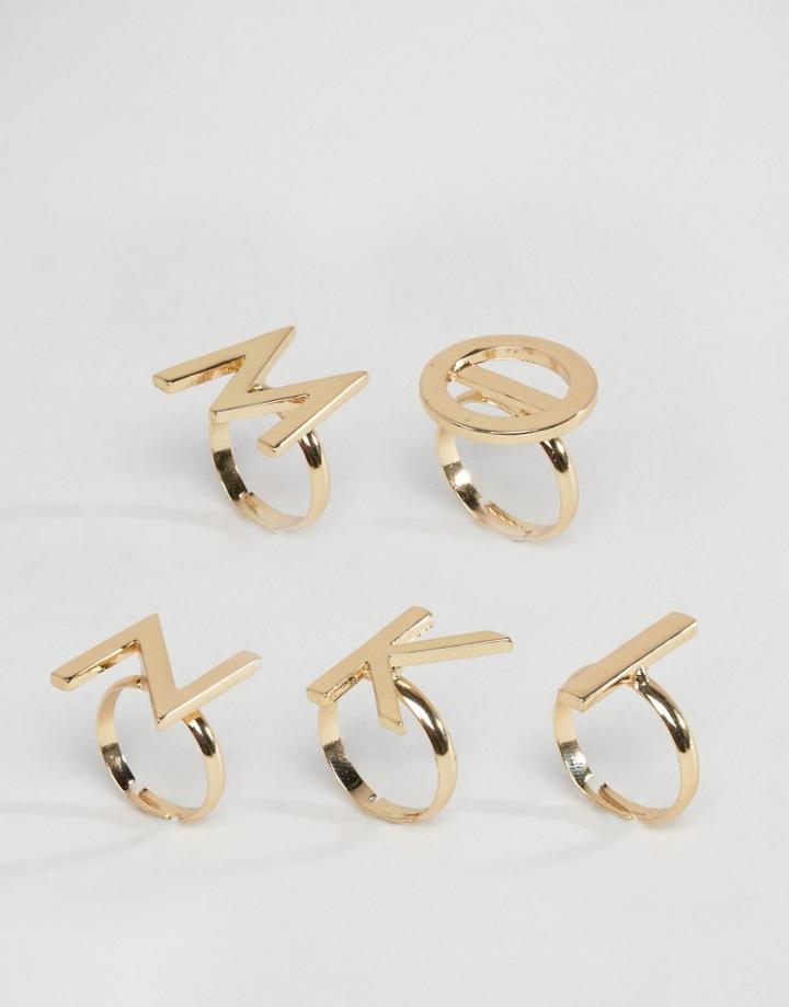 Monki Letter Ring Pack - Gold