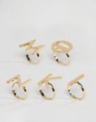 Monki Letter Ring Pack - Gold