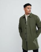 Asos Shower Resistant Single Breasted Trench In Khaki - Green