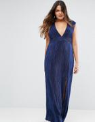 Missguided Plus Pleated Front Maxi Dress - Black