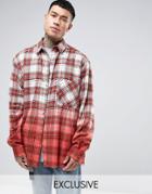Reclaimed Vintage Oversized Checked Flannel Shirt In Dip Dye - Green