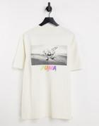 Puma Downtown T-shirt In Off White With Multi Colored Graphic Logo