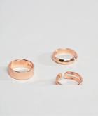 Icon Brand Antique Rose Gold Rings In 3 Pack - Gold