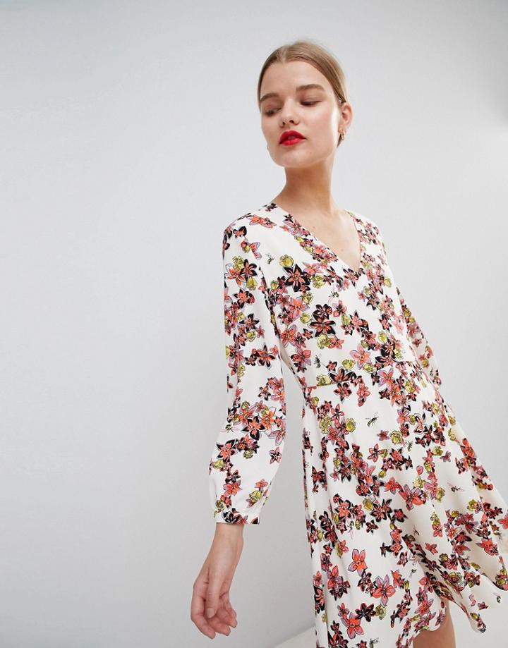 Essentiel Antwerp Flippy Dress In Floral Print-multi