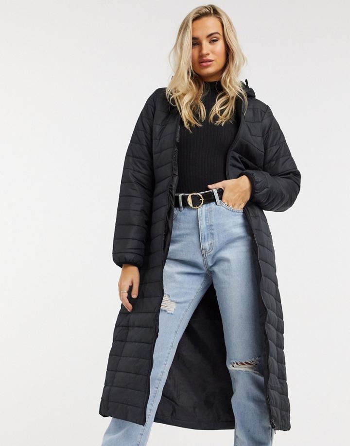 Brave Soul Jackson Maxi Padded Coat-black