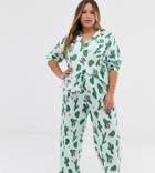 Asos Design Curve Exclusive Mix & Match Cactus Pants In 100% Modal-multi