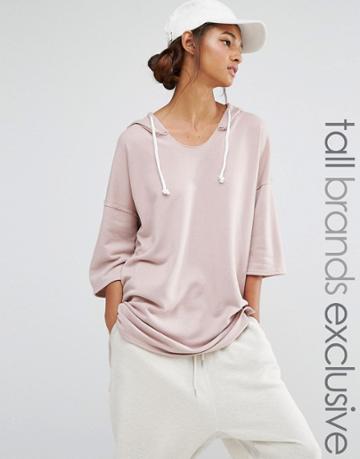 Daisy Street Tall Oversized Hooded Sweat Top - Pink