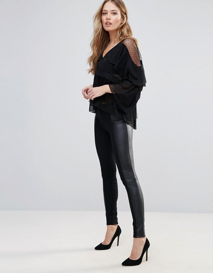 Only Freda Mix Faux Leather Leggings - Black
