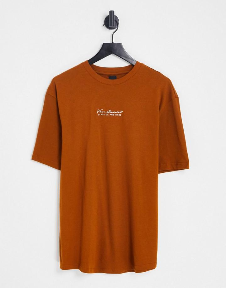 River Island Pique Print T-shirt In Brown