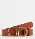 Asos Design Curve Monogram Buckle Waist And Hip Belt In Tan-brown