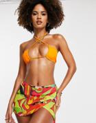 Jaded London Mini Sarong In Yellow And Green Floral-multi