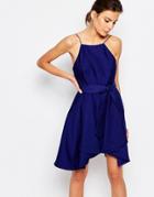 C/meo Collective Tie Waist Mini Dress - Navy