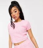 Missguided Petite Knit Lounge T-shirt In Pink - Part Of A Set