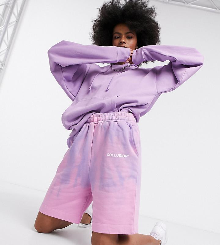 Collusion Oversized Shorts In Tie Dye-multi