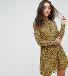 Fashion Union Tall High Neck Neck Skater Dress In Leopard Print - Multi