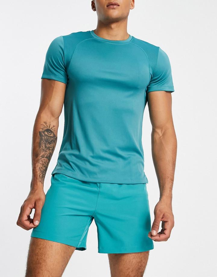 Asos 4505 Running T-shirt With Quick Dry In Teal-green
