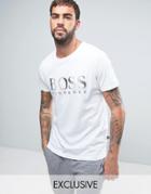 Boss Black By Hugo Boss Large Logo T-shirt In Regular Fit - White