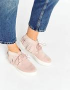 Asos Drama Suede Fringe Trainers - Pink