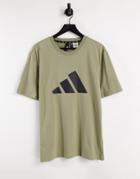 Adidas Training T-shirt With Large Bos Logo In Khaki-green