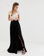 Asos Design Maxi Skirt With Shirred Waist - Black