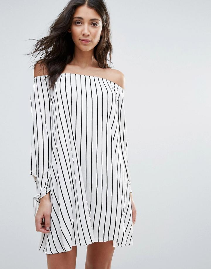 Daisy Street Striped Off The Shoulder Dress - Multi