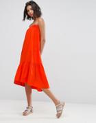Asos Bandeau Cotton Dress - Red
