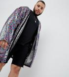 Asos Design Plus Festival Oversized Duster Jacket In Multi Colored Sequins - Multi