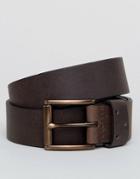 Asos Wide Leather Belt In Brown With Keeper Detail - Brown
