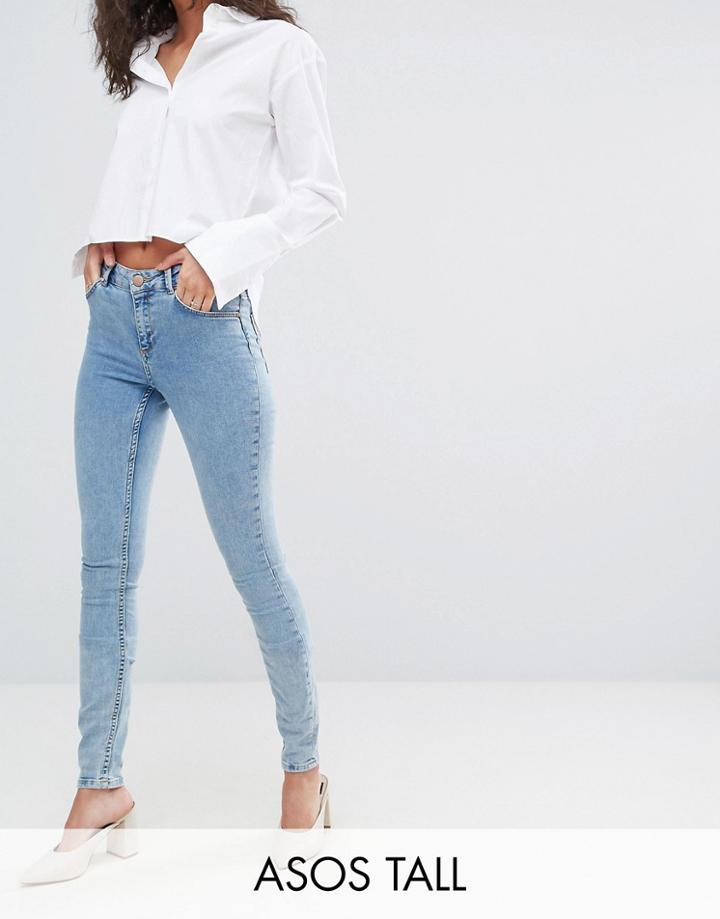 Asos Tall Lisbon Midrise Skinny Jeans In Darwin Wash - Blue