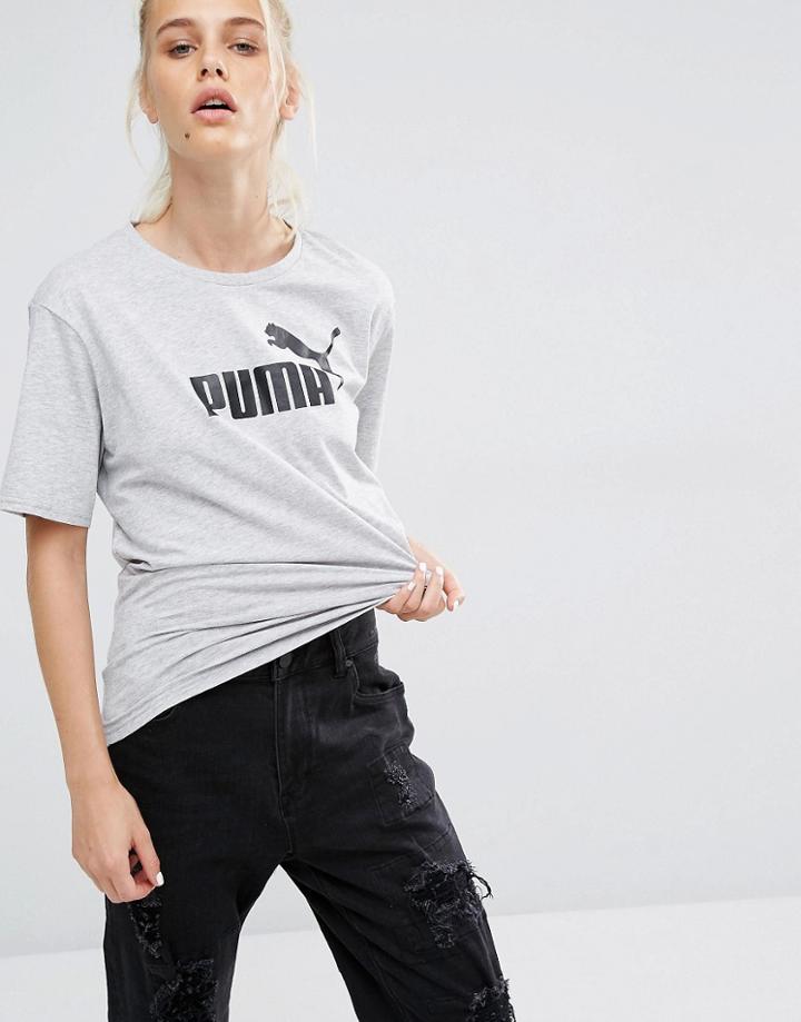 Puma T-shirt With Classic Logo - Gray