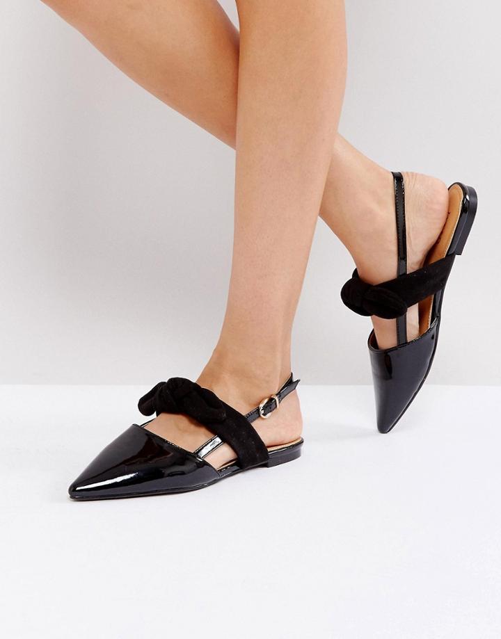 Raid Kailey Black Knotted Cross Strap Flat Shoes - Black