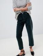 Asos Design Florence Authentic Straight Leg In Dark Green Chunky Cord - Green