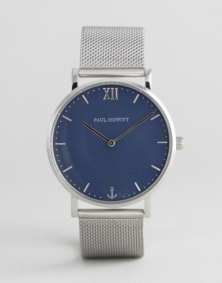 Paul Hewitt Sailor Mesh Watch In Silver/black 39mm - Silver