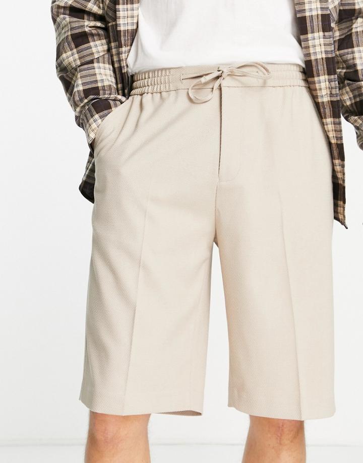 Topman Longline Textured Short In Stone-neutral