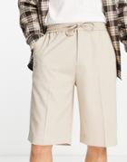 Topman Longline Textured Short In Stone-neutral