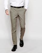 Heart & Dagger Houndstooth Suit Pants In Super Skinny Fit - Brown