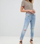 New Look Petite Turned Up Skinny Jeans - Blue