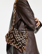 Topshop Acrylic Chain Shoulder Bag In Tort-brown