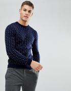 Ted Baker Crew Neck Sweater With Print - Navy