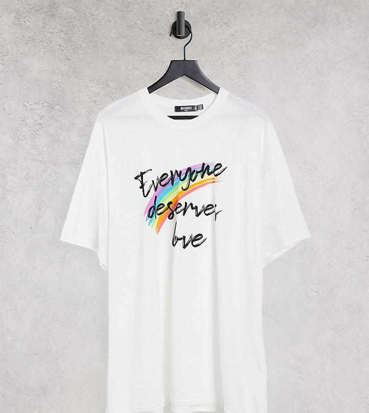 Missguided Plus T-shirt With Everyone Deserves Love Slogan In White