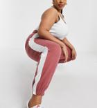Influence Plus Stripe Sweatpants Set In Dusky Pink