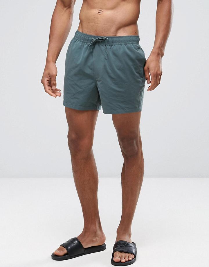 Asos Swim Shorts In Green Short Length - Green
