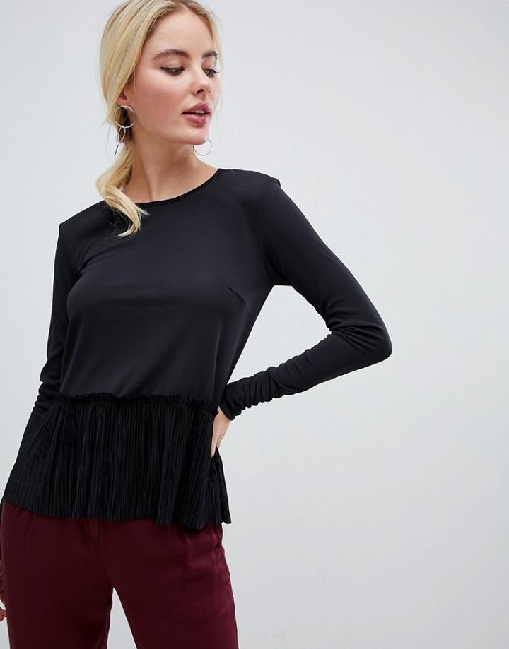 Y.a.s Muta Peplum Long Sleeved Top-black